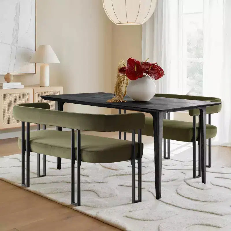 Panca moderna da 49 pollici con schienale e braccioli, elegante panca da pranzo, divanetto con struttura in metallo, seduta d'accento per soggiorno