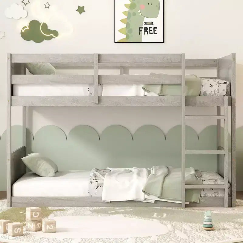 Letto a castello a due piazze con testiera e pediera a pannelli