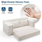 75-Zoll-Schlafsofa für zwei Personen, umwandelbares Futon-Sofa mit 2 Kissen, rahmenloses Ausziehsofa für Wohnzimmer und Schlafzimmer, keine Montage erforderlich