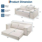 75-Zoll-Schlafsofa für zwei Personen, umwandelbares Futon-Sofa mit 2 Kissen, rahmenloses Ausziehsofa für Wohnzimmer und Schlafzimmer, keine Montage erforderlich