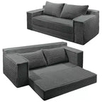 75-Zoll-Schlafsofa für zwei Personen, umwandelbares Futon-Sofa mit 2 Kissen, rahmenloses Ausziehsofa für Wohnzimmer und Schlafzimmer, keine Montage erforderlich