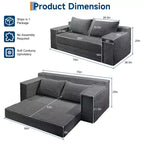 75-Zoll-Schlafsofa für zwei Personen, umwandelbares Futon-Sofa mit 2 Kissen, rahmenloses Ausziehsofa für Wohnzimmer und Schlafzimmer, keine Montage erforderlich