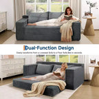 75-Zoll-Schlafsofa für zwei Personen, umwandelbares Futon-Sofa mit 2 Kissen, rahmenloses Ausziehsofa für Wohnzimmer und Schlafzimmer, keine Montage erforderlich
