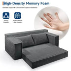 75-Zoll-Schlafsofa für zwei Personen, umwandelbares Futon-Sofa mit 2 Kissen, rahmenloses Ausziehsofa für Wohnzimmer und Schlafzimmer, keine Montage erforderlich