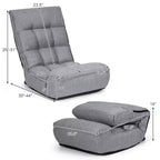 Sillón de suelo plegable de 4 posiciones, sofá perezoso con respaldo y reposacabezas ajustables
