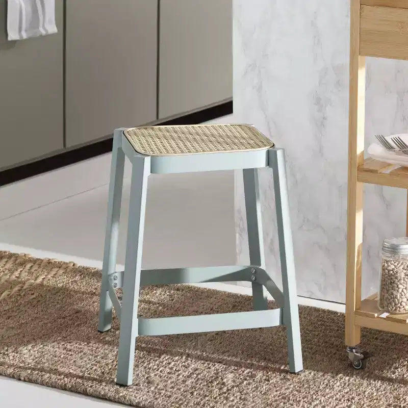 Sgabello Palmyra Cane - STL2500A - Aqua Smoke/Naturale